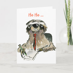 Cartoon Sloth Holiday Greeting Card Feestdagen Kaart