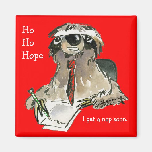 Cartoon Sloth Holiday Magnet (Voorkant)