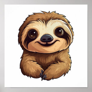 Cartoon sloth illustratie poster