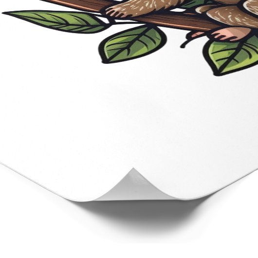 Cartoon sloth illustratie poster (Hoek)