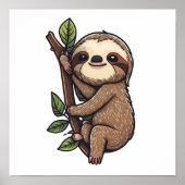 Cartoon sloth illustratie poster (Voorkant)