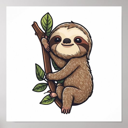 Cartoon sloth illustratie poster (Voorkant)