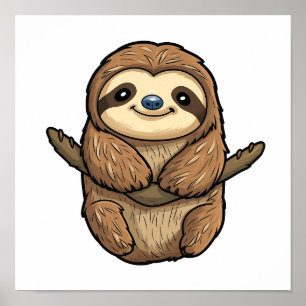 Cartoon sloth illustratie poster