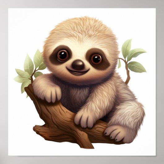 Cartoon sloth illustratie poster (Voorkant)