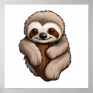 Cartoon sloth illustratie poster