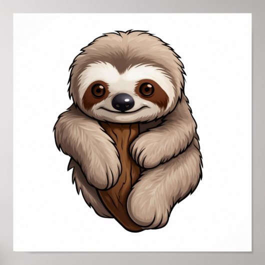 Cartoon sloth illustratie poster (Voorkant)