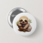 Cartoon sloth illustratie ronde button 5,7 cm (Voorkant /achterkant)