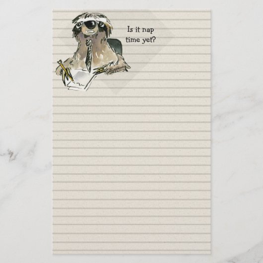 Cartoon Sloth Nap Time Briefpapier (Voorkant)