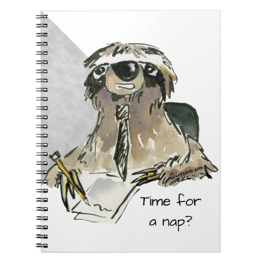 Cartoon Sloth Nap Time Notitieboek (Voorkant)