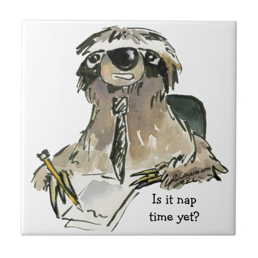 Cartoon Sloth Nap Time Tegeltje (Voorkant)