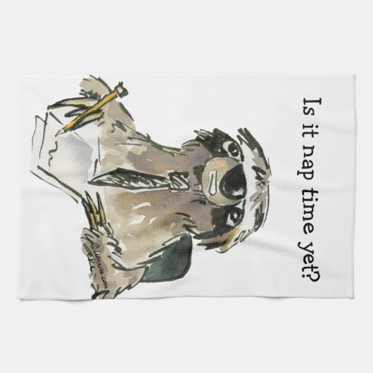 Cartoon Sloth Nap Time Theedoek (Horizontaal)