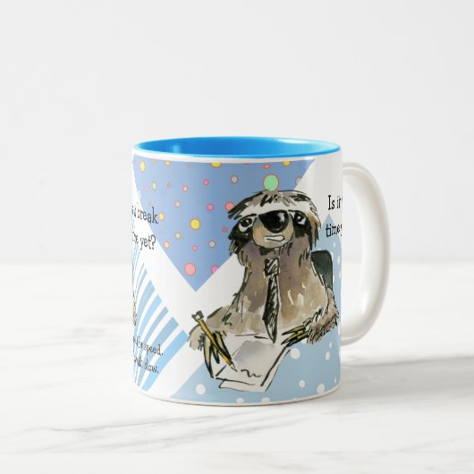 Cartoon Sloth Nap Time Tweekleurige Koffiemok (Voorkant rechts)