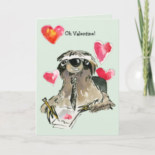 Cartoon Sloth Valentines Day Card Feestdagen Kaart
