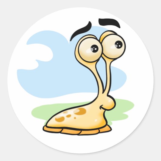Cartoon Slug Ronde Sticker (Voorkant)