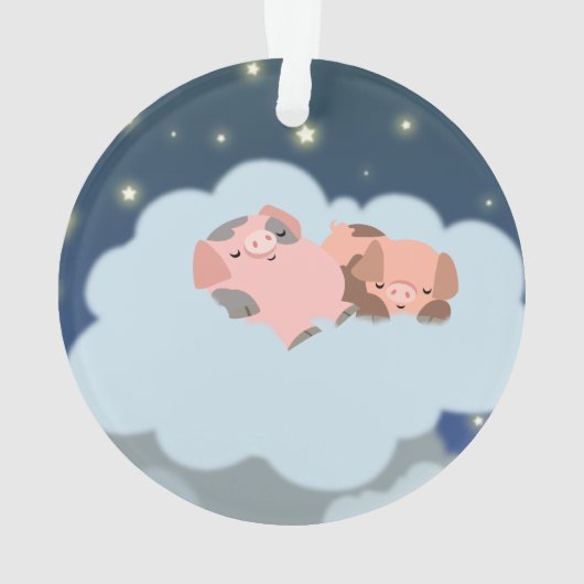 Cartoon Slumbering biggen AcrylOrnament Ornament (achterkant)