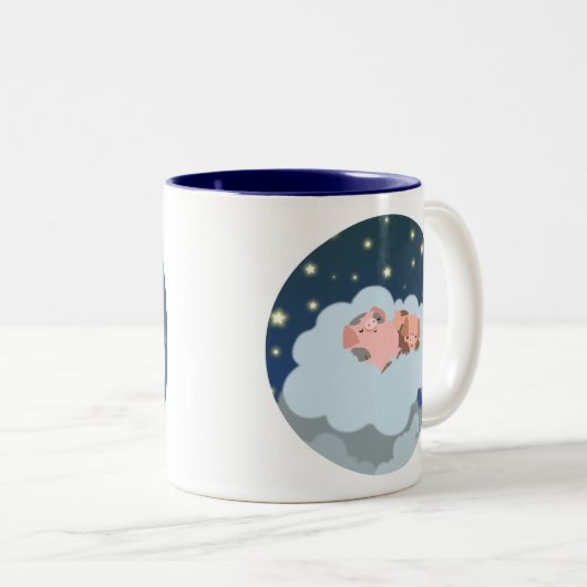 Cartoon Slumbering Piglets Mok (Voorkant rechts)