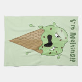 Cartoon Smelt Ice Cream Cone (ik smelt) Theedoek (Horizontaal)