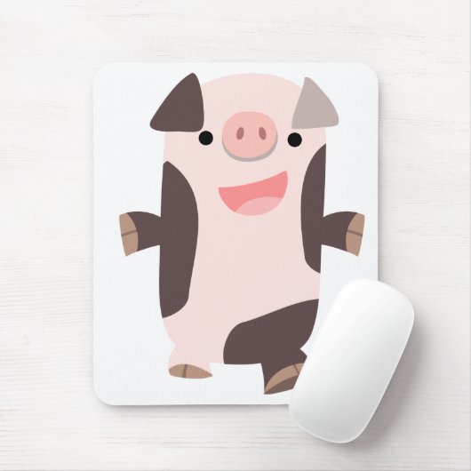 Cartoon Smiling Pig mousepad Muismat (Met muis)
