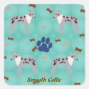 Cartoon Smooth Collie Vierkante Sticker