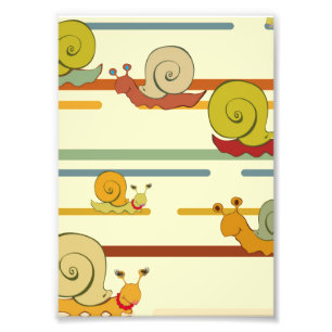 Cartoon Snail Race Foto Afdruk