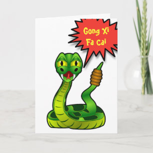 Cartoon Snake Chinese New Year Greeting Card Feestdagen Kaart