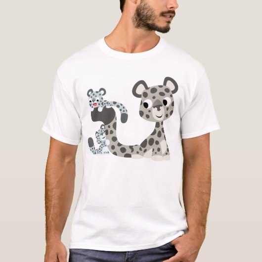 Cartoon Sneeuwluipaard en T-shirt voor kinderen (Voorkant)