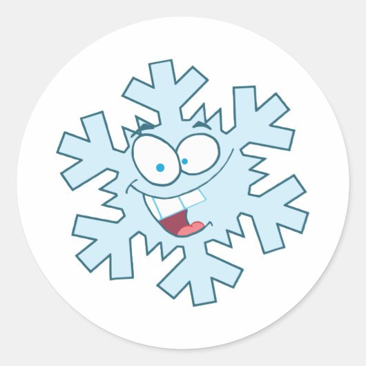 Cartoon Sneeuwvlok Ronde Sticker (Voorkant)