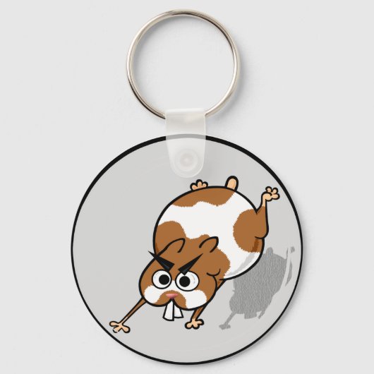 CARTOON SNELLE HAMSTER ROUND SLEUTELHANGER (Voorkant)