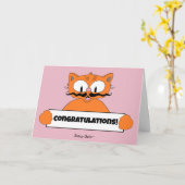 Cartoon Snorharen Kat Señor Gato Felicitaties Kaart (Gele Bloem)