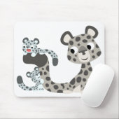 Cartoon Snow Leopard en Cubs Mousepad Muismat (Met muis)