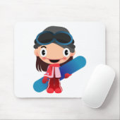 Cartoon Snowboarder Girl Muismat (Met muis)