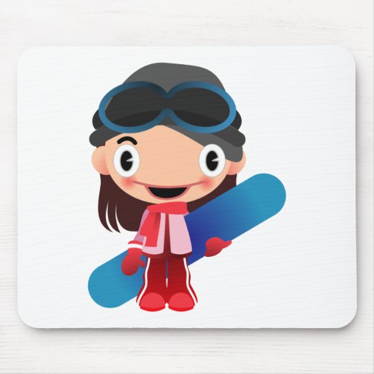 Cartoon Snowboarder Girl Muismat (Voorkant)