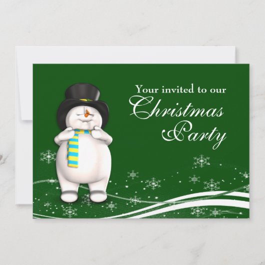 Cartoon Snowman en kerstman Kaart (Voorkant)