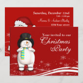 Cartoon Snowman en kerstman Kaart (Voorkant / Achterkant)
