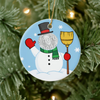 Cartoon Snowman Foto Keramisch Ornament