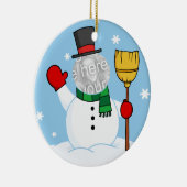Cartoon Snowman Foto Keramisch Ornament (Rechts)