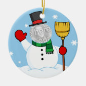 Cartoon Snowman Foto Keramisch Ornament (Voorkant)
