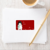 Cartoon Snowman kerstcadeau Label (Insitu)