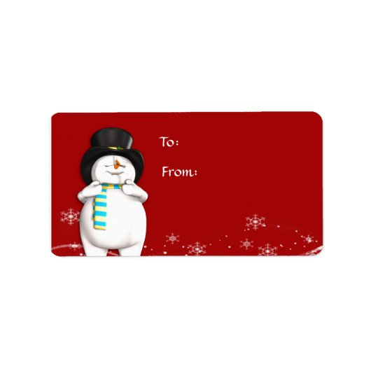 Cartoon Snowman kerstcadeau Label (Voorkant)