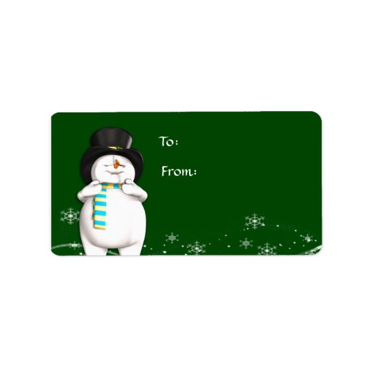 Cartoon Snowman kerstcadeau Label (Voorkant)