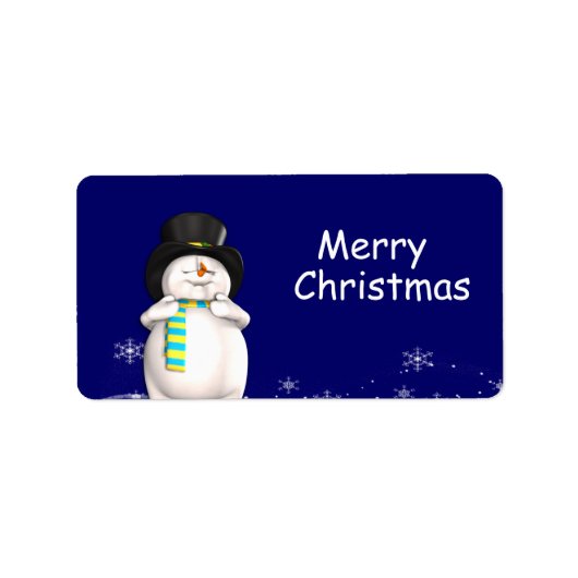 Cartoon Snowman-kerstcadeaus Etiket (Voorkant)