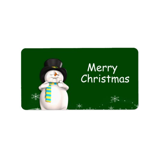 Cartoon Snowman-kerstcadeaus Etiket (Voorkant)