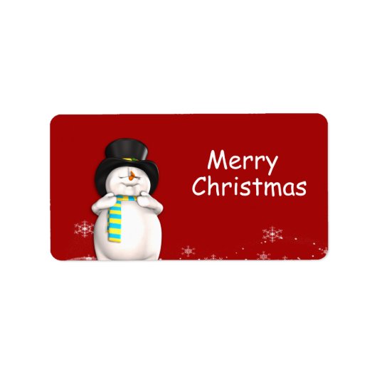 Cartoon Snowman-kerstcadeaus Etiket (Voorkant)