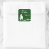 Cartoon Snowman-kerstcadeaus Vierkante Sticker (Tas)