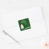 Cartoon Snowman-kerstcadeaus Vierkante Sticker (Envelop)