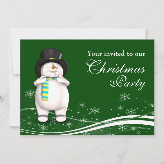 Cartoon Snowman Kerstfeest Kaart (Voorkant)