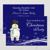 Cartoon Snowman Kerstfeest Kaart (Voorkant / Achterkant)