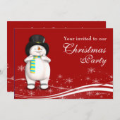 Cartoon Snowman Kerstfeest Kaart (Voorkant / Achterkant)