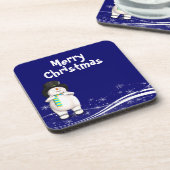 Cartoon Snowman Kerstmis Bier Onderzetter (Linkerzijde)