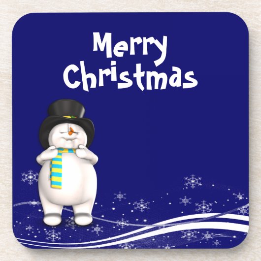 Cartoon Snowman Kerstmis Bier Onderzetter (Voorkant)